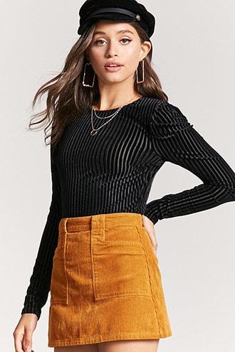 Forever21 Velvet Shadow-stripe Top