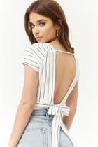 Forever21 Ribbed Striped Cutout Crop Top
