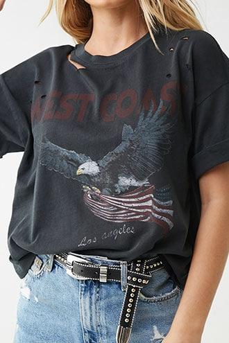 Forever21 Distressed West Coast Graphic Tee