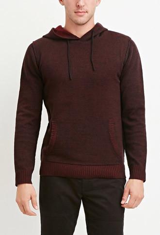 21 Men Marled Knit Hoodie