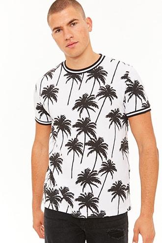 Forever21 Palm Tree Striped Tee