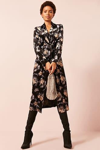 Forever21 Floral Velvet Duster Jacket
