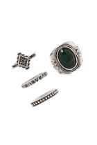 Forever21 B.silver & Green Faux Stone Ring Set
