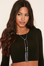Forever21 B.silver & Grey Beaded Layered Necklace