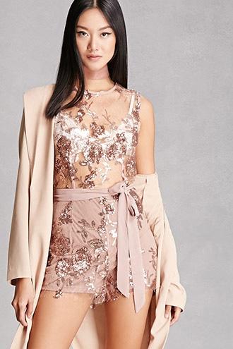 Forever21 Blush Noir Sequined Romper