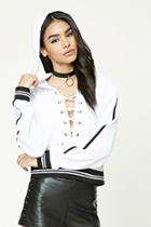 Forever21 Velour Lace-up Hoodie