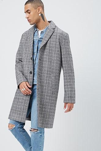 Forever21 Glen Plaid Longline Coat