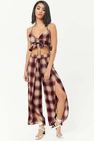 Forever21 Plaid Split-leg Pants