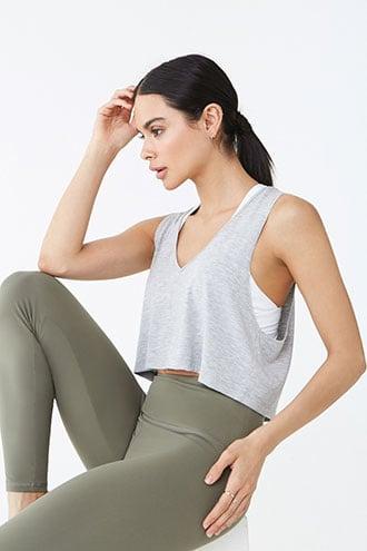 Forever21 Active Marled Sleeveless Crop Top