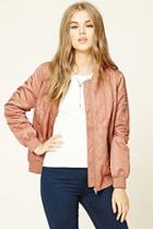Forever21 Women's  Mauve Quilted Bomber Jacket