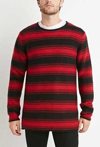 21 Men Striped Purl Knit Sweater