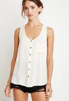Forever21 Crinkled Button-down Pocket Tank