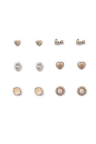 Forever21 Etched Heart Stud Earring Set