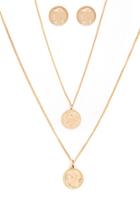 Forever21 Coin Stud Earrings & Necklace Set