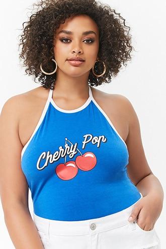 Forever21 Plus Size Cherry Pop Halter Top