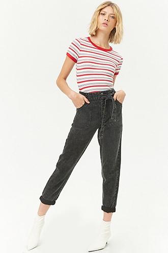 Forever21 High-rise Acid Wash Jeans