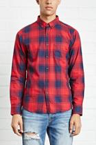 21 Men Men's  Red & Blue Cotton Plaid Shirt