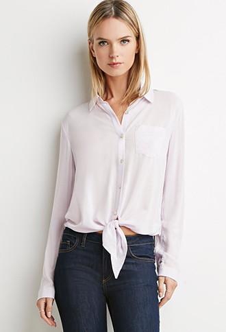 Love21 Women's Knot-front Shirt (lavender)
