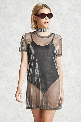 Forever21 Sheer Metallic Tee