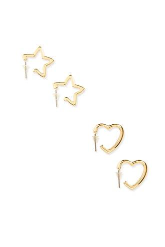 Forever21 Star And Heart Earring Set