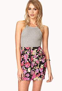 Forever21 Throwback Floral Mini Skirt