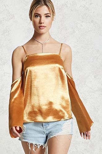 Forever21 Open-shoulder Satin Top