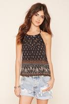 Forever21 Women's  Crochet-trim Paisley Cami