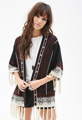 Forever21 Southwestern Pattern Tassel Cardigan