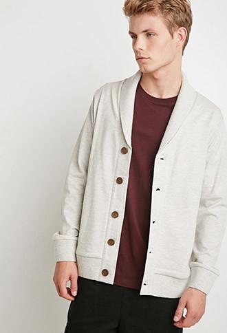 21 Men Marled Shawl Collar Cardigan