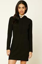 Love21 Women's  Black Hooded Sweater Dress