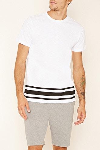 Forever21 Striped-hem Cotton Tee