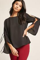 Forever21 Crepe Split-sleeve Top