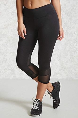 Forever21 Active Mesh-insert Capri Leggings
