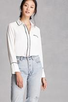 Forever21 Women's  Contrast-trimmed Collared Shirt
