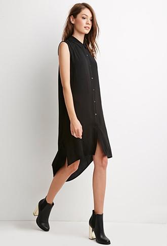 Forever21 Crepe Dropped-hem Shirt