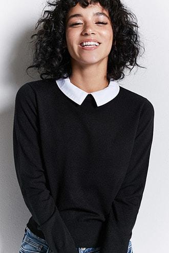 Forever21 Contrast Collar Sweater