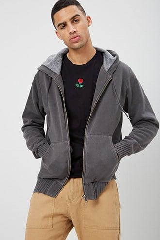 Forever21 Distressed Zip-front Hoodie