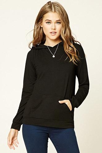 Forever21 Women's  Black Knit Hooded Pullover