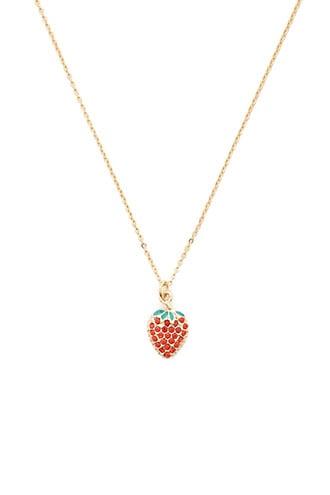 Forever21 Strawberry Rhinestone Pendant Necklace