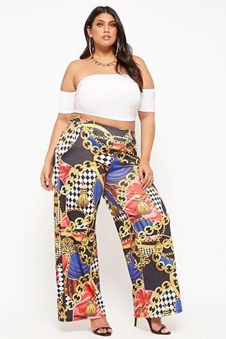 Forever21 Plus Size Pink Clove Chain Print Pants