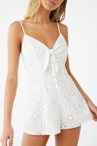 Forever21 Eyelet Lace Knotted Button-down Romper