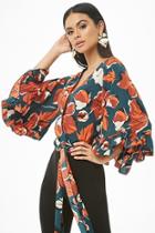 Forever21 Floral Print Faux-wrap Top