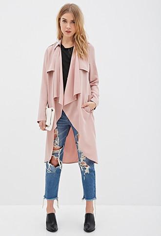 Forever21 Longline Draped Open-front Jacket