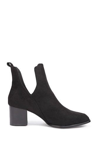 Forever21 Notched Faux Suede Ankle Booties