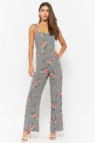 Forever21 Floral Striped Jumpsuit