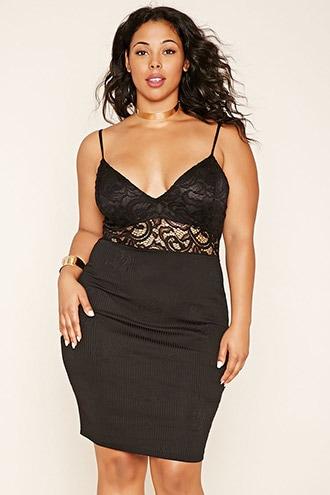Forever21 Plus Women's  Plus Size Crochet Bodycon Dress