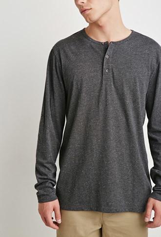 21 Men Men's  Speckled Henley