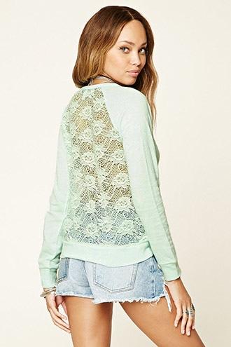 Forever21 Women's  Floral Lace Back-panel Top