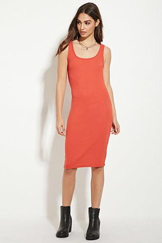 Forever21 Women's  Coral Ribbed Knit Bodycon Dress