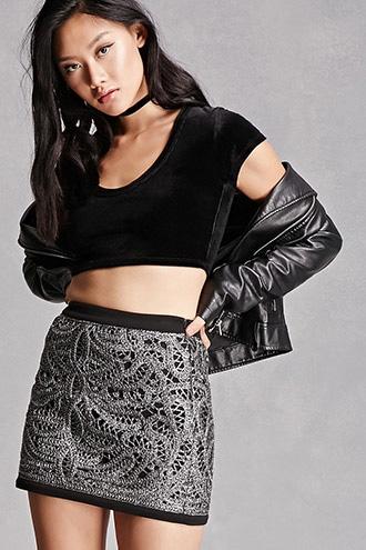 Forever21 Velvet Scoop Neck Crop Top